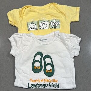 BUNDLE-2 Green Bay, Lambeau field onesies, size 6 mths